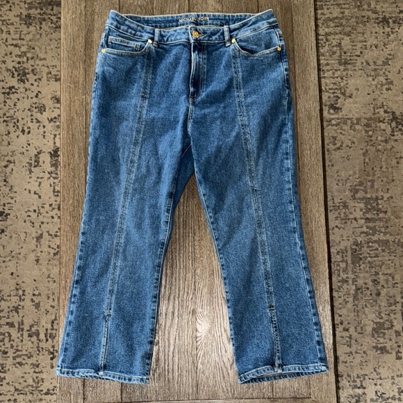 Michael Kors Selma Cropped Flare High Rise Jeans Medium Indigo - Picture 1 of 11